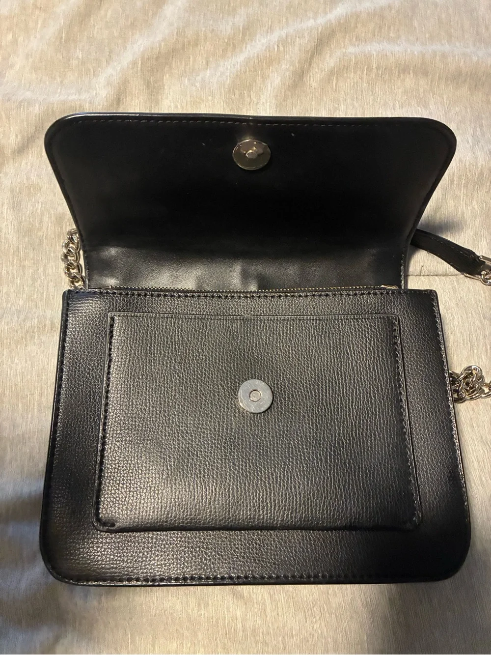 kate spade Black Leather Crossbody with Gold Chain Strap